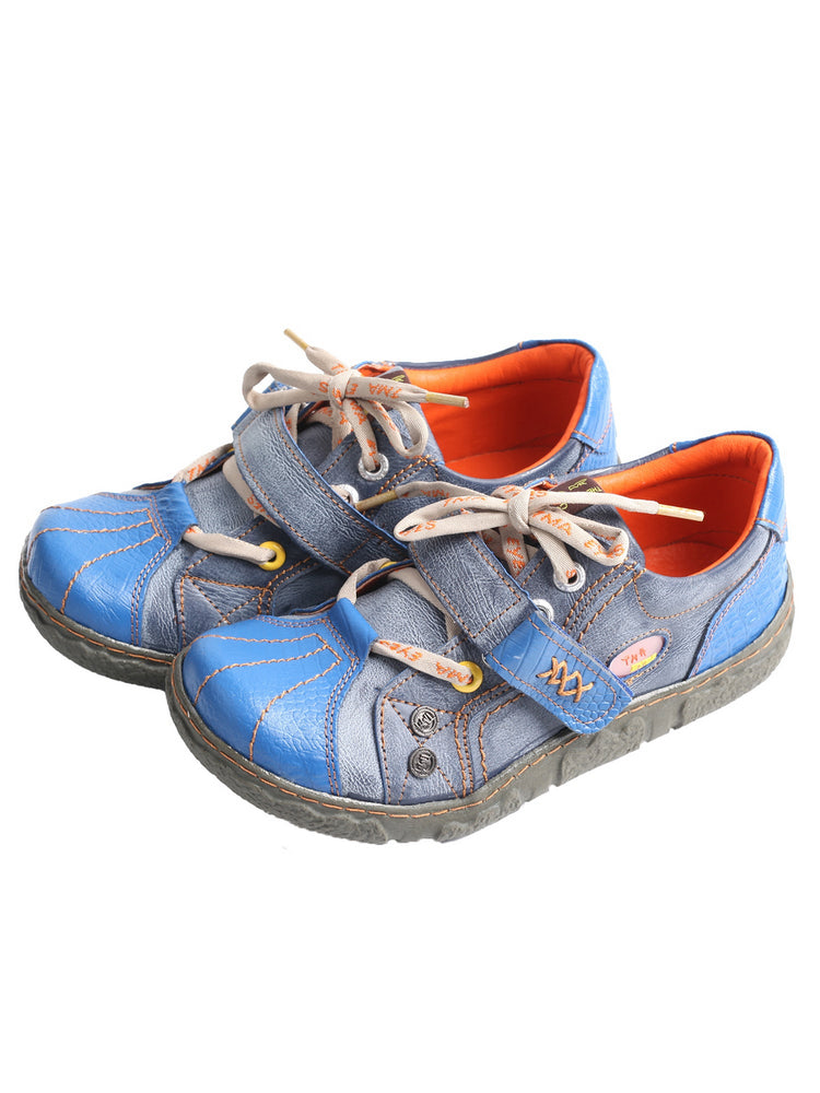 TMA EYES Hand Stitched Flats Plus Size  Leather & Washed PU Comfort Shoe