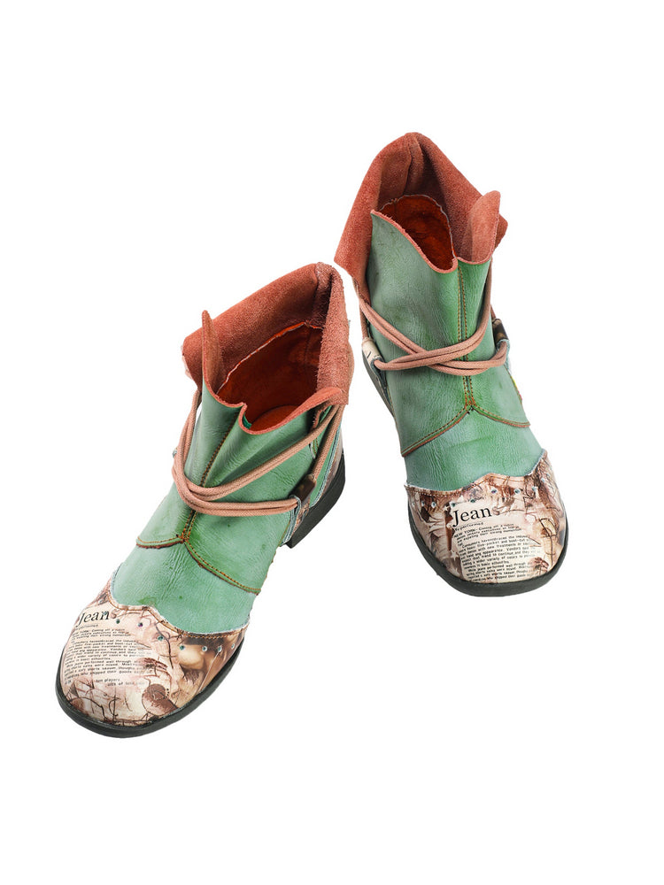 TMA EYES Women's Lace-Up Leather Loafers  Ankle Boot Style Flat Shoes