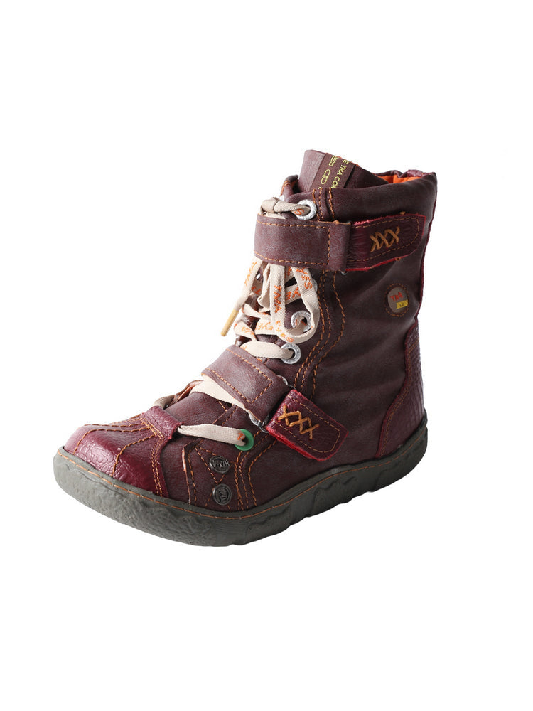 TMA EYES Women's Faux Fur Lined Boots Double-Strap Washed PU Leather