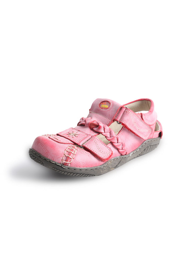 TMA EYES Women's Leather Sandals | Braided Closed-Toe Summer Comfort Shoe
