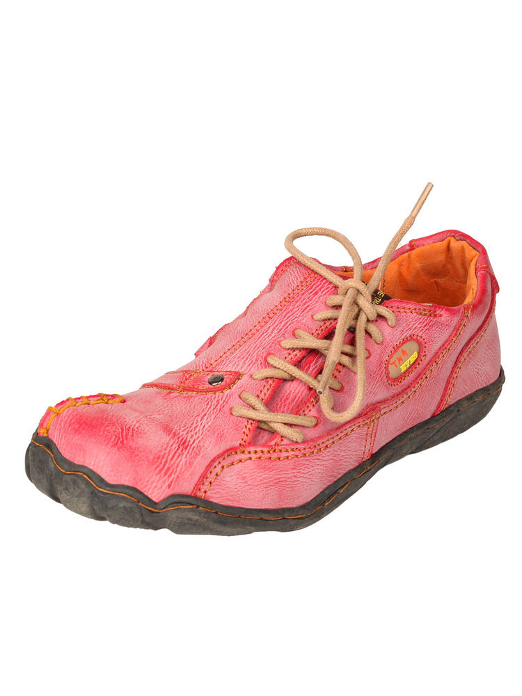 TMA EYES Five Finger Sole Leather Casual Shoes Women's Side Lace-Up