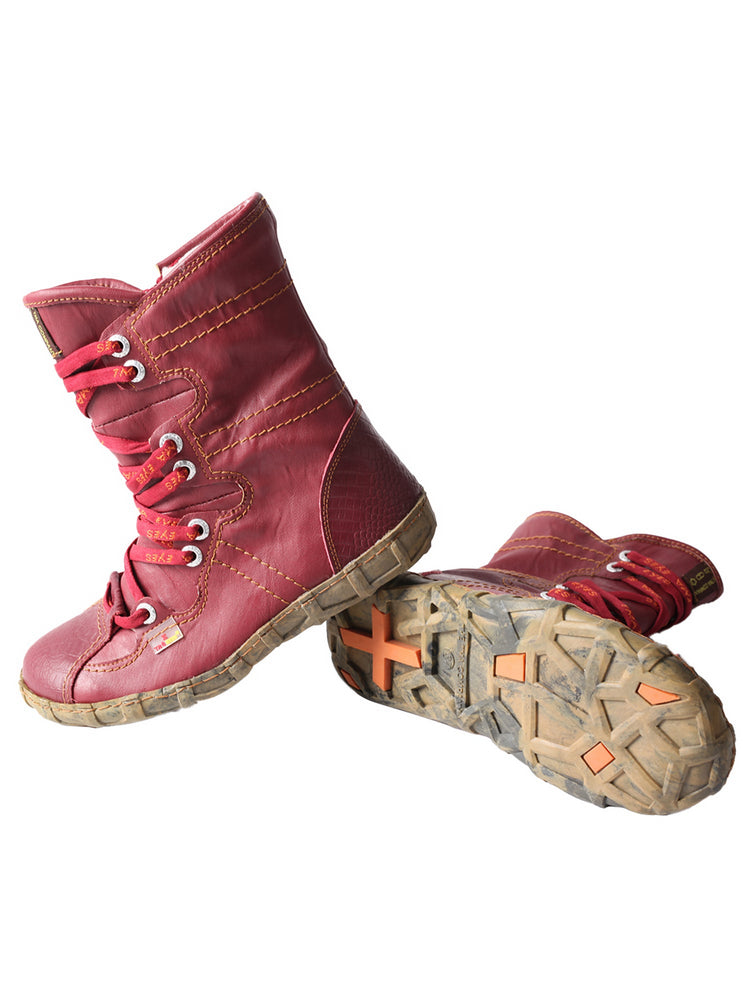 TMA EYES Women's Snake-Embossed Short Boot Faux Fur Lined Leather & PU