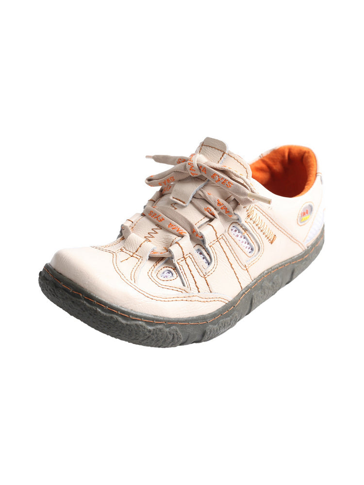TMA EYES Women's Breathable Mesh Sneakers  Leather Lace-up Casual Shoes
