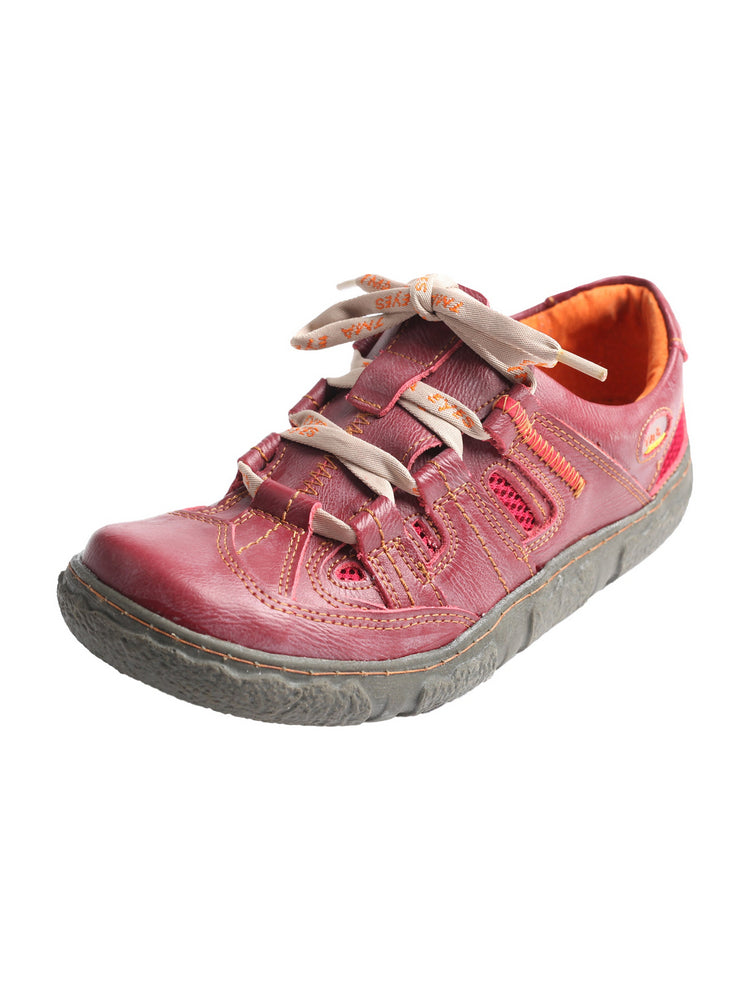 TMA EYES Women's Breathable Mesh Sneakers  Leather Lace-up Casual Shoes