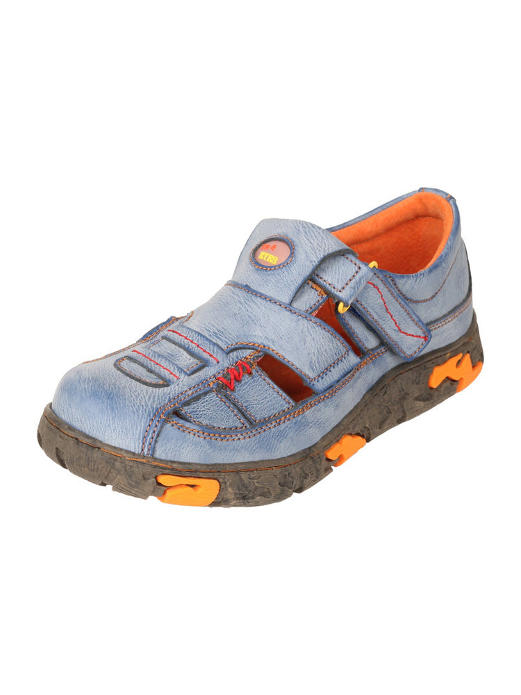 TMA EYES Hand Stitched Leather Casual Shoes  Hollow Breathable Hook & Loop