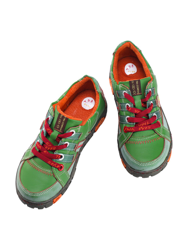 TMA EYES Genuine Leather Sneakers for Women  Flat Fashion Outdoor Shoes