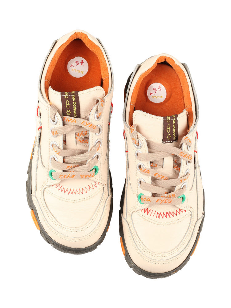TMA EYES Women's Leather Patchwork Casual Shoes   Lace-up Fashion Sneaker