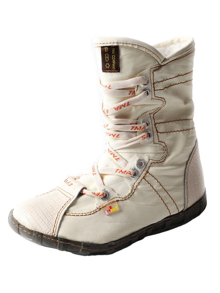 TMA EYES Women's Snake-Embossed Short Boot Faux Fur Lined Leather & PU