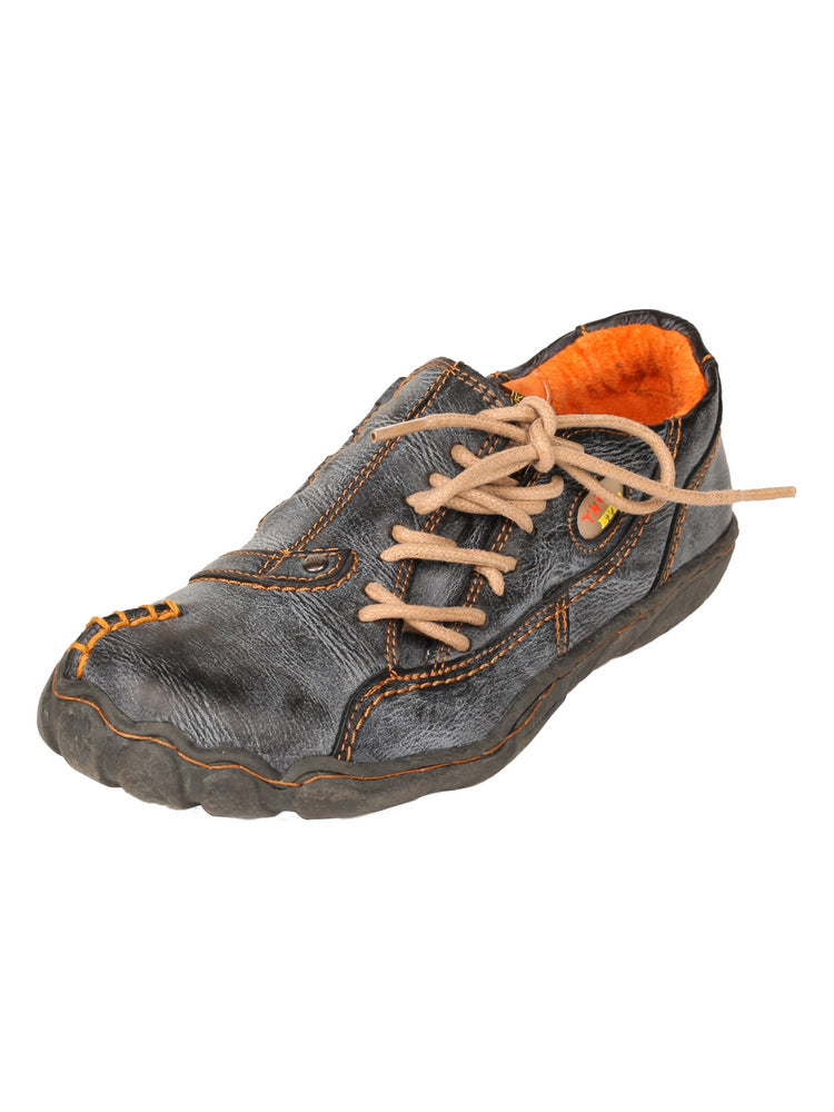 TMA EYES Five Finger Sole Leather Casual Shoes Women's Side Lace-Up
