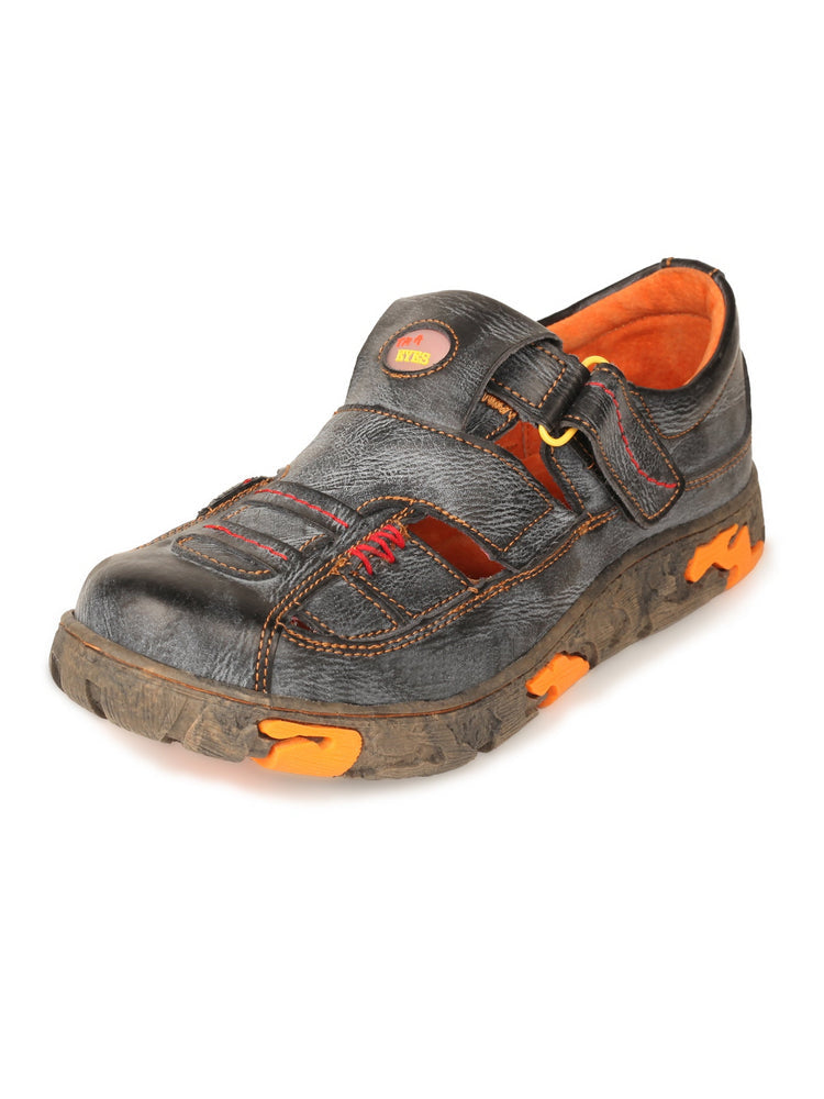 TMA EYES Hand Stitched Leather Casual Shoes  Hollow Breathable Hook & Loop