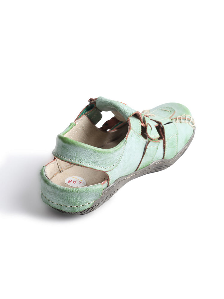 TMA EYES Women's Leather Sandals | Braided Closed-Toe Summer Comfort Shoe