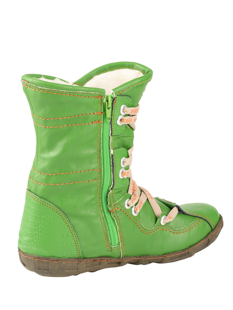 TMA EYES Women's Snake-Embossed Short Boot Faux Fur Lined Leather & PU