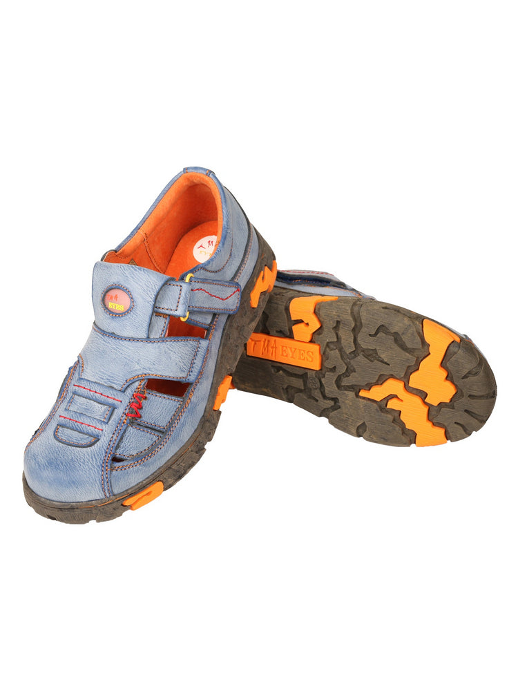 TMA EYES Hand Stitched Leather Casual Shoes  Hollow Breathable Hook & Loop