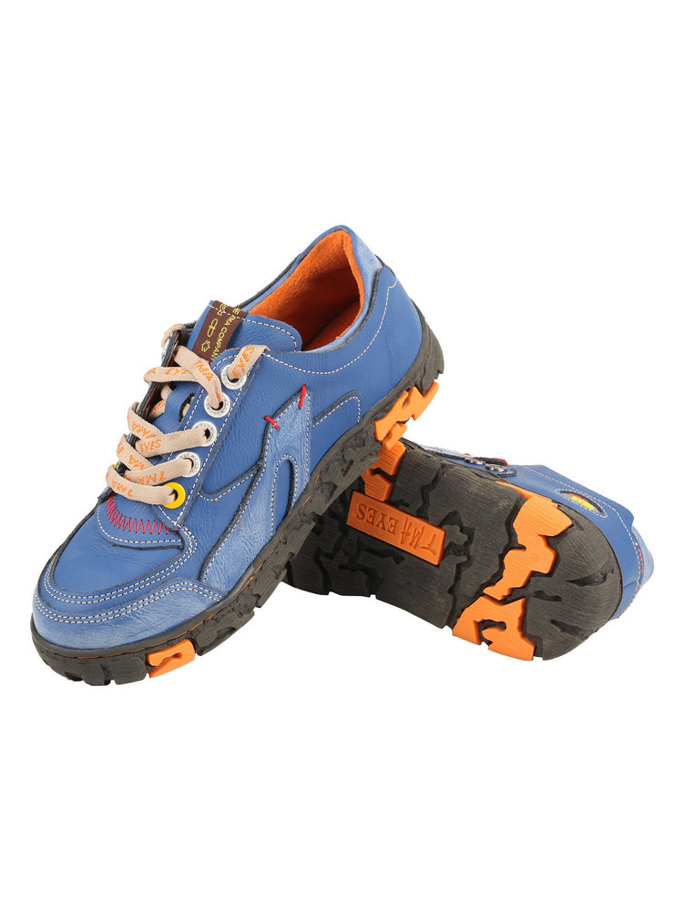 TMA EYES Women's Leather Patchwork Casual Shoes   Lace-up Fashion Sneaker