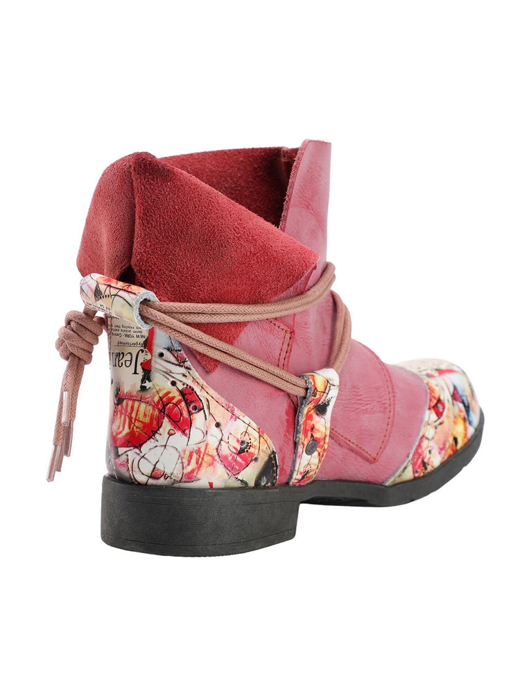 TMA EYES Women's Lace-Up Leather Loafers  Ankle Boot Style Flat Shoes