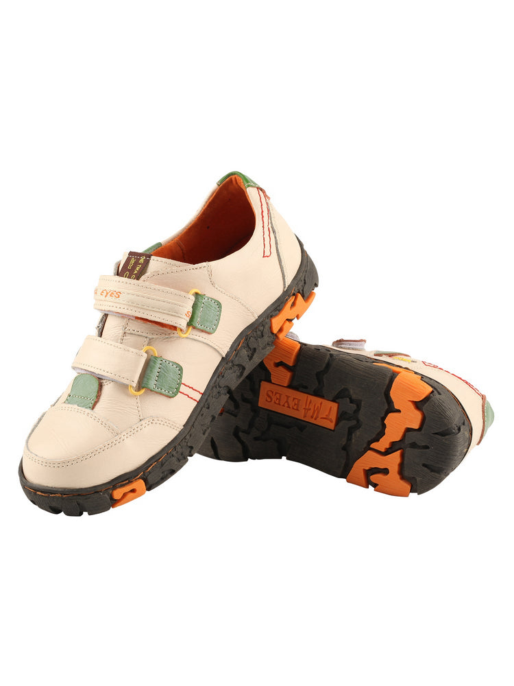 TMA EYES Women's Leather Walking Shoes   Hook & Loop Comfort Casual Flats