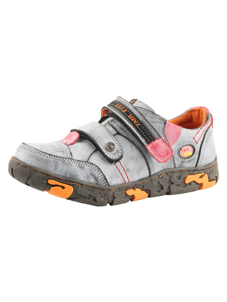 TMA EYES Women's Leather Walking Shoes   Hook & Loop Comfort Casual Flats