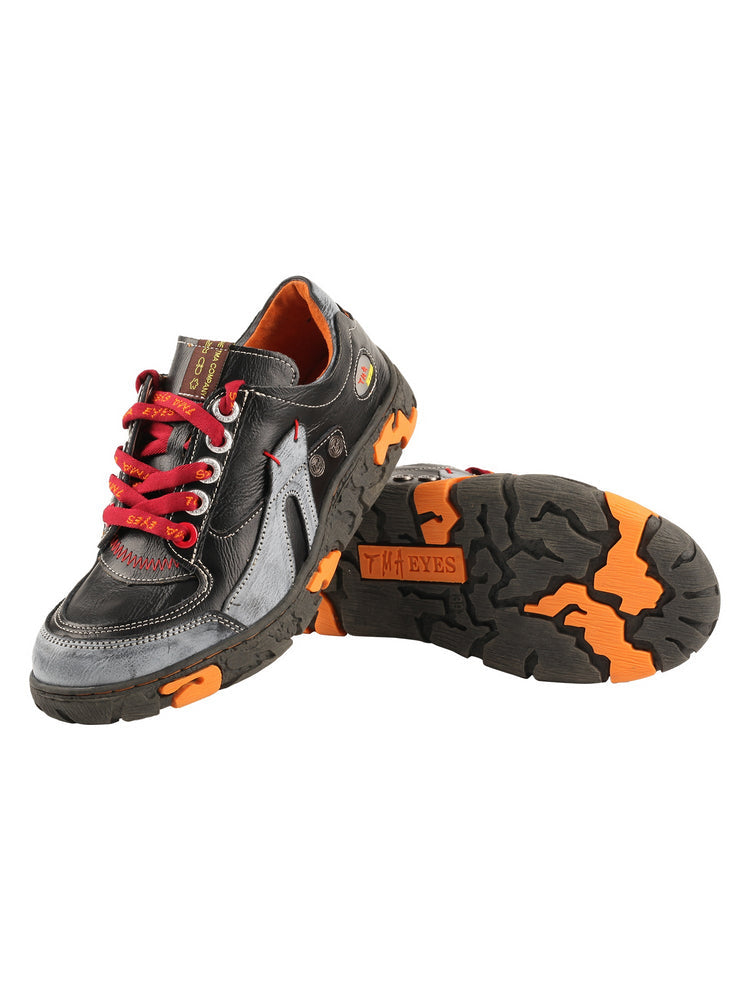 TMA EYES Women's Leather Patchwork Casual Shoes   Lace-up Fashion Sneaker