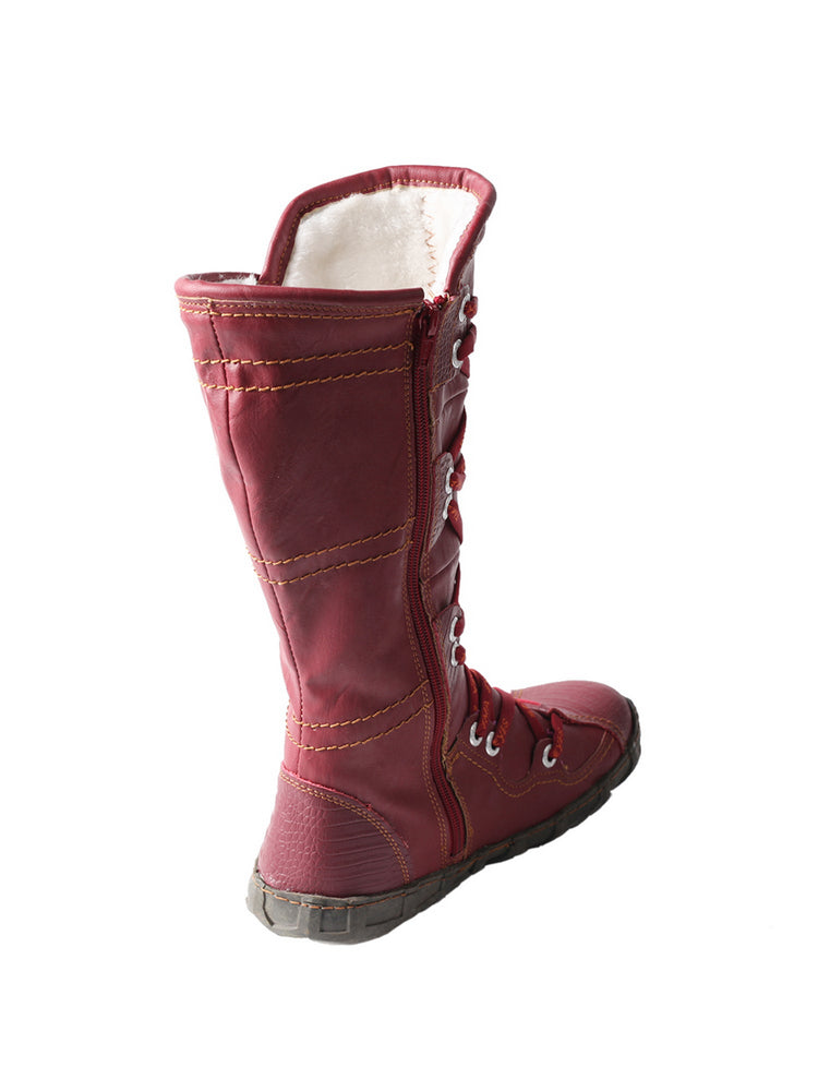 TMA EYES Snake-Embossed Tall Boots  Leather & PU Upper Women's Fashion Boot