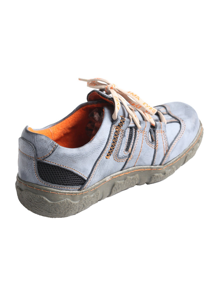 TMA EYES Women's Breathable Mesh Sneakers  Leather Lace-up Casual Shoes