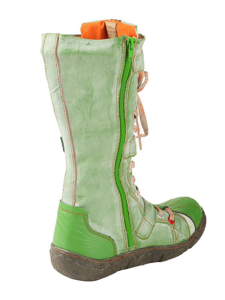 TMA EYES Winter Washed PU Leather Flat Boots Strap-Accent Plus Size