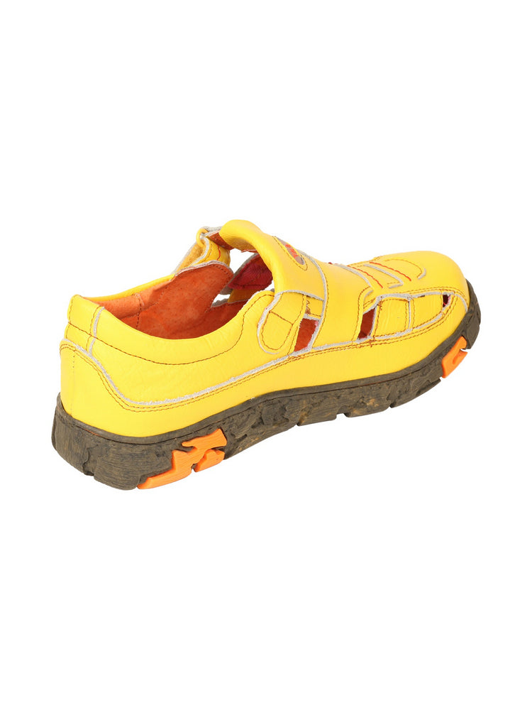 TMA EYES Hand Stitched Leather Casual Shoes  Hollow Breathable Hook & Loop