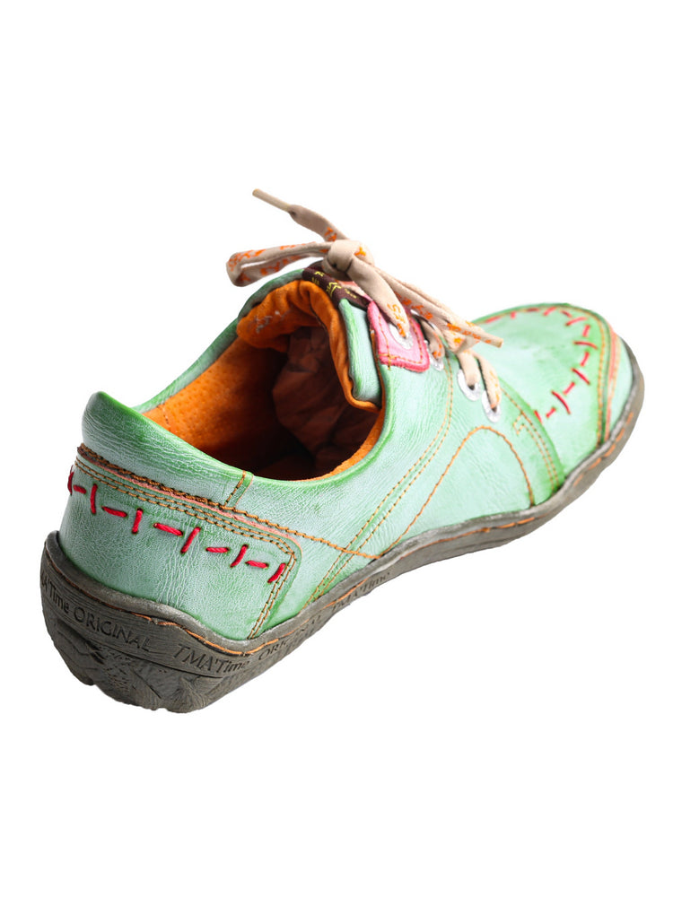 TMA EYES Women's Leather Sneakers Hand Stitched Comfort Casual Footwear