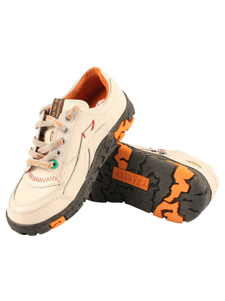 TMA EYES Women's Leather Patchwork Casual Shoes   Lace-up Fashion Sneaker