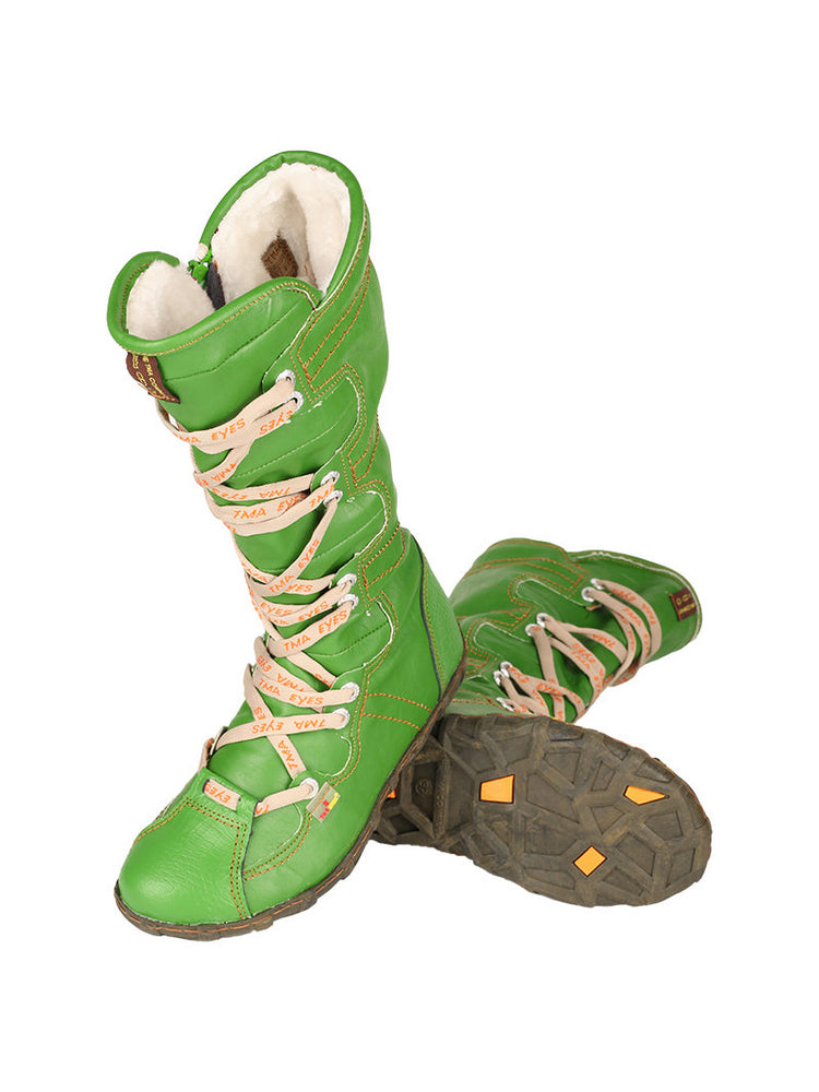 TMA EYES Snake-Embossed Tall Boots  Leather & PU Upper Women's Fashion Boot