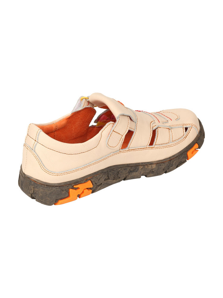 TMA EYES Hand Stitched Leather Casual Shoes  Hollow Breathable Hook & Loop