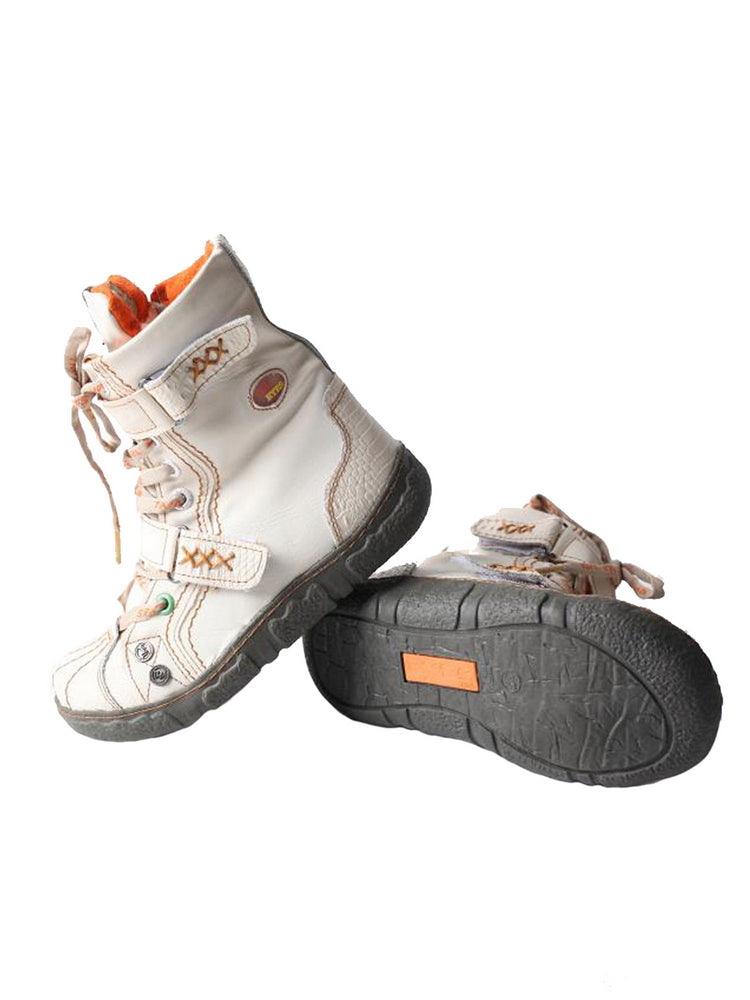 TMA EYES Women's Faux Fur Lined Boots Double-Strap Washed PU Leather