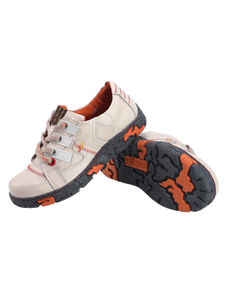 TMA EYES Genuine Leather Sneakers for Women  Flat Fashion Outdoor Shoes