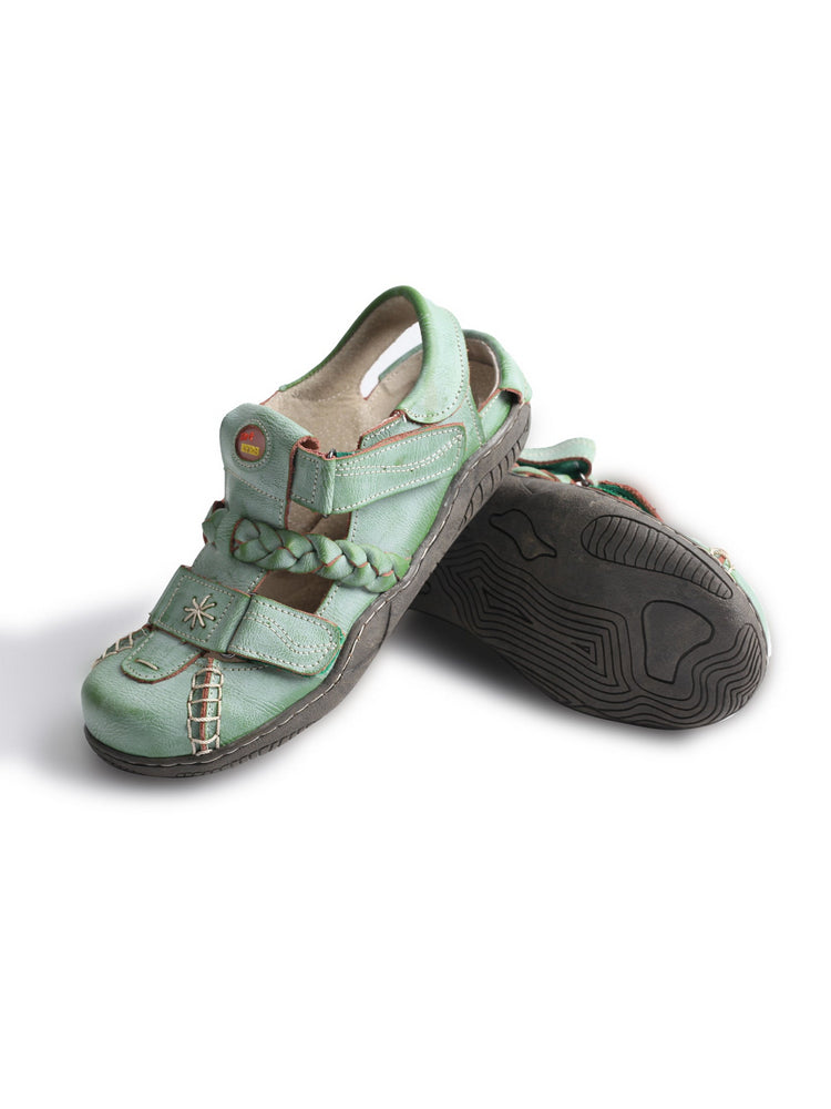 TMA EYES Women's Leather Sandals | Braided Closed-Toe Summer Comfort Shoe