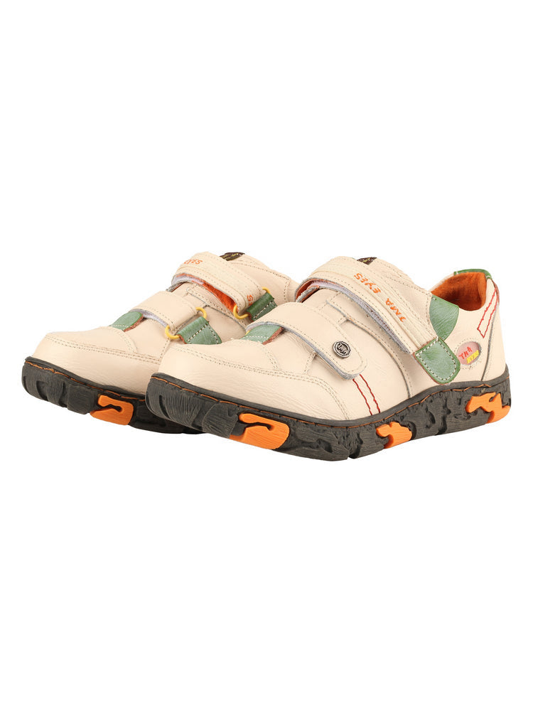TMA EYES Women's Leather Walking Shoes   Hook & Loop Comfort Casual Flats