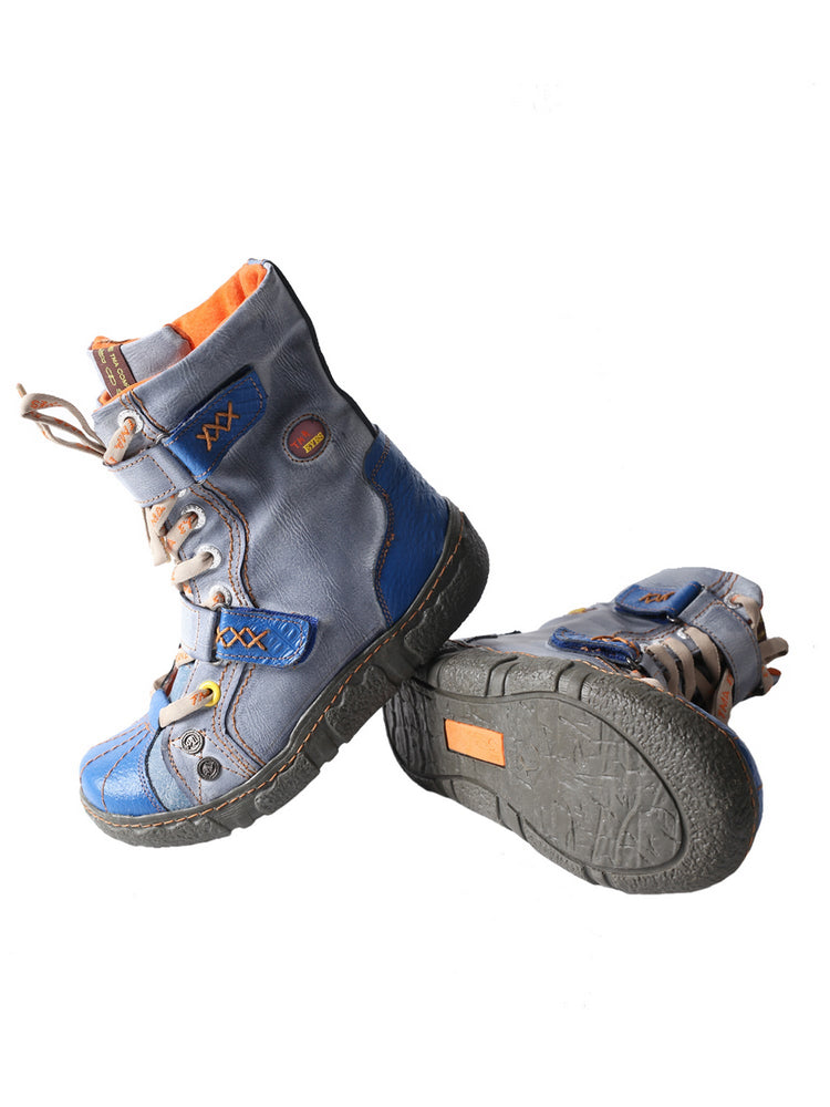 TMA EYES Women's Faux Fur Lined Boots Double-Strap Washed PU Leather