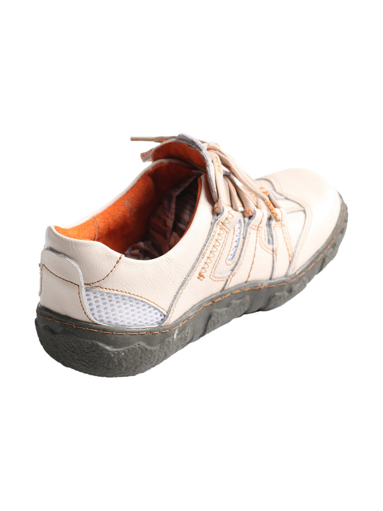 TMA EYES Women's Breathable Mesh Sneakers  Leather Lace-up Casual Shoes