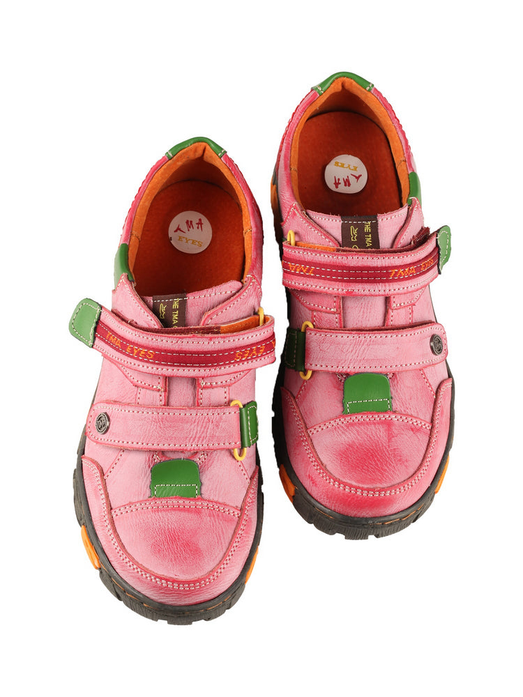 TMA EYES Women's Leather Walking Shoes   Hook & Loop Comfort Casual Flats