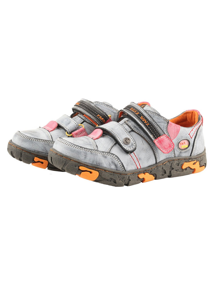 TMA EYES Women's Leather Walking Shoes   Hook & Loop Comfort Casual Flats