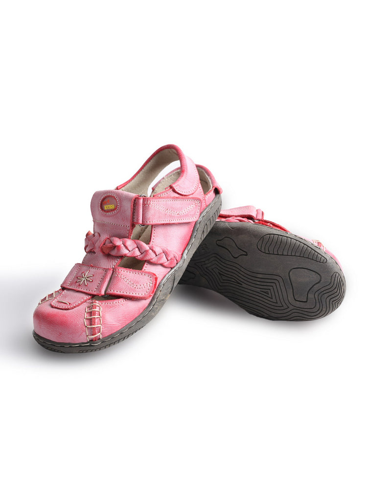 TMA EYES Women's Leather Sandals | Braided Closed-Toe Summer Comfort Shoe