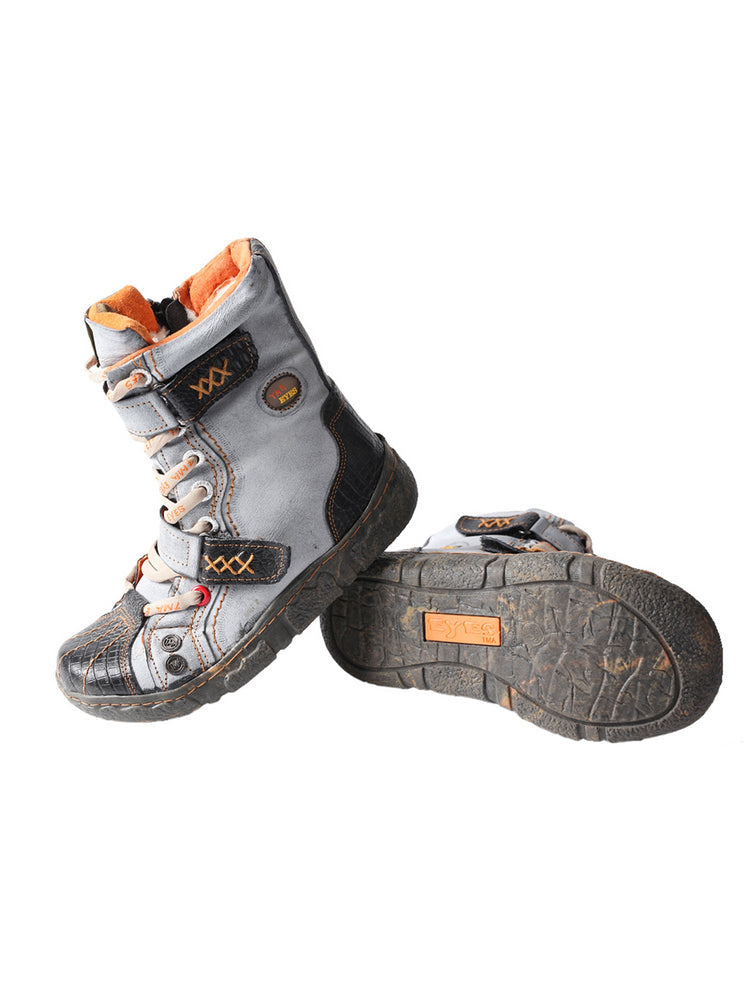 TMA EYES Women's Faux Fur Lined Boots Double-Strap Washed PU Leather