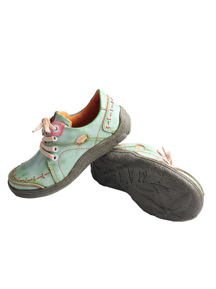 TMA EYES Women's Leather Sneakers Hand Stitched Comfort Casual Footwear