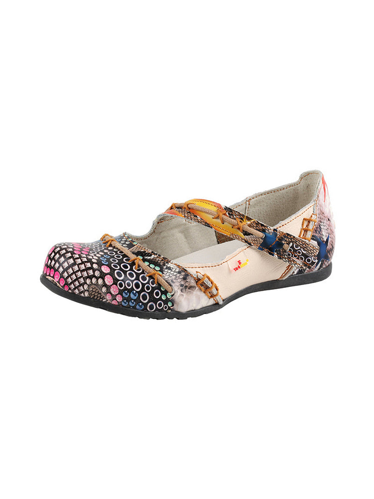 TMA EYES Flat Sandals  Color-Block Random Print & Buckle Women's Shoe