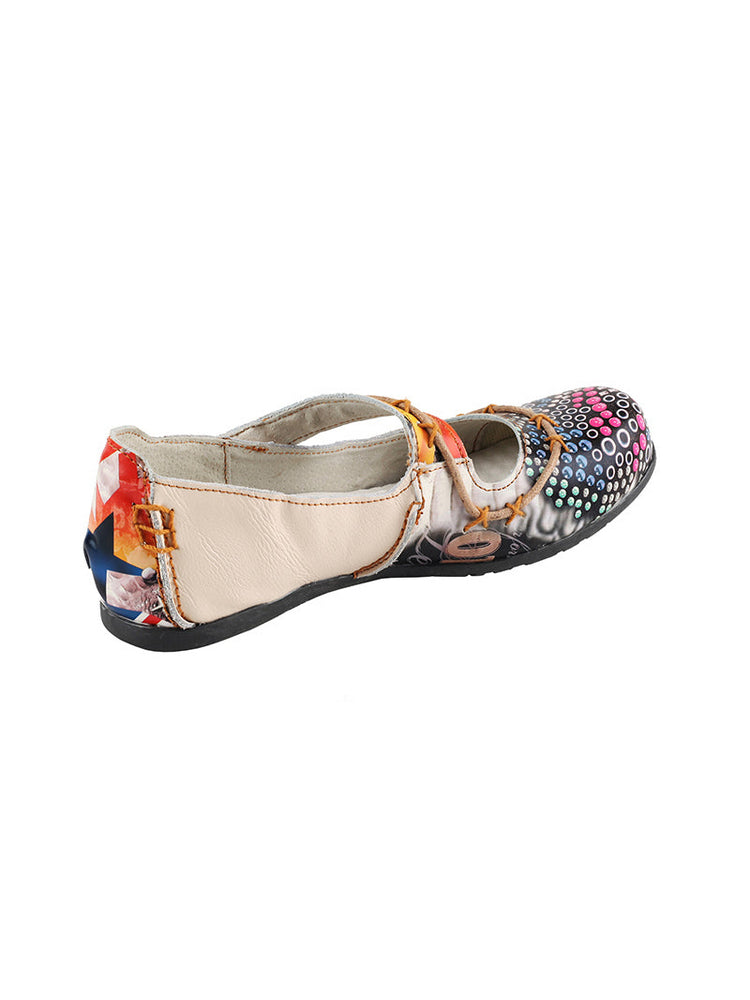 TMA EYES Flat Sandals  Color-Block Random Print & Buckle Women's Shoe