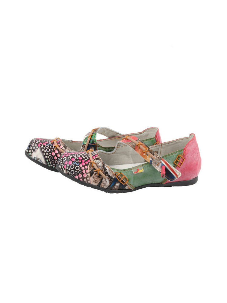 TMA EYES Flat Sandals  Color-Block Random Print & Buckle Women's Shoe
