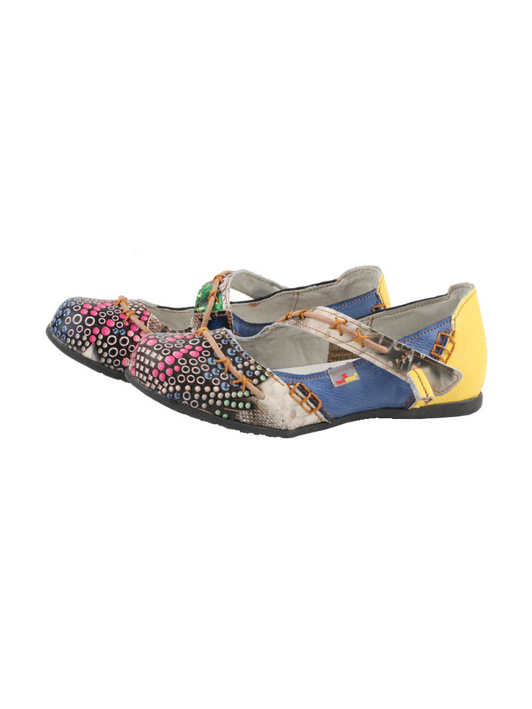 TMA EYES Flat Sandals  Color-Block Random Print & Buckle Women's Shoe