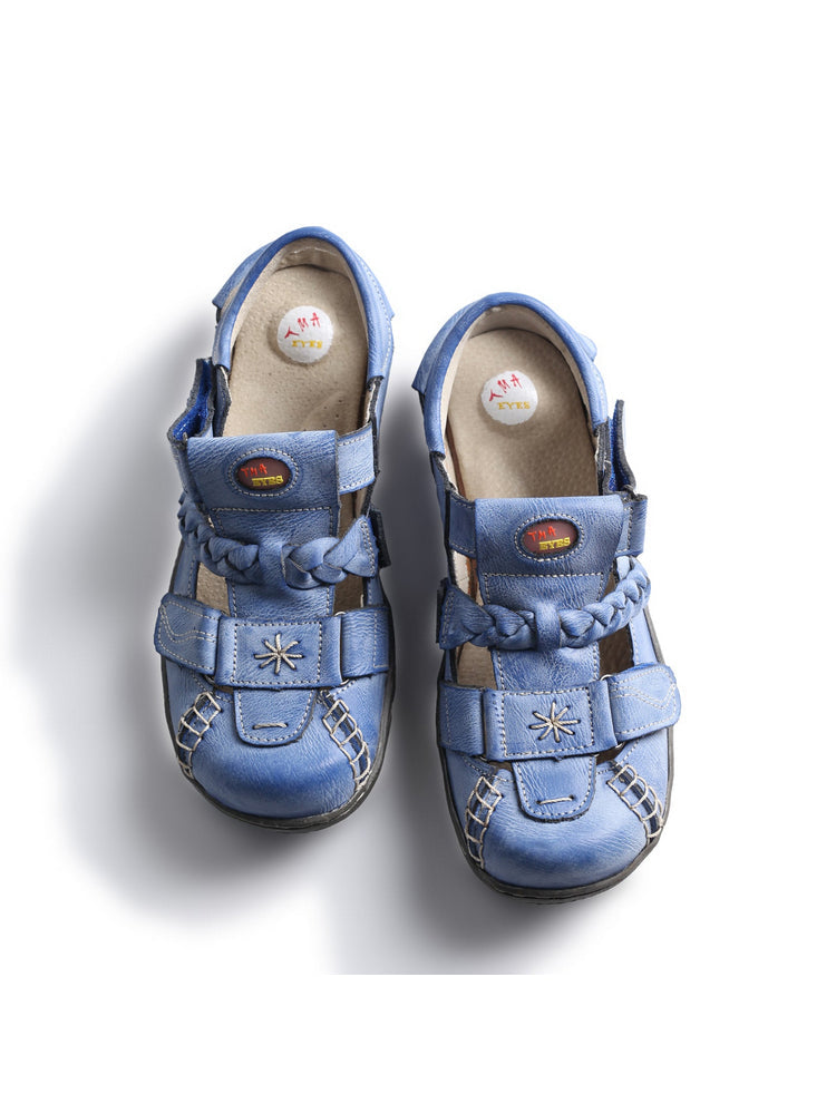 TMA EYES Women's Leather Sandals | Braided Closed-Toe Summer Comfort Shoe