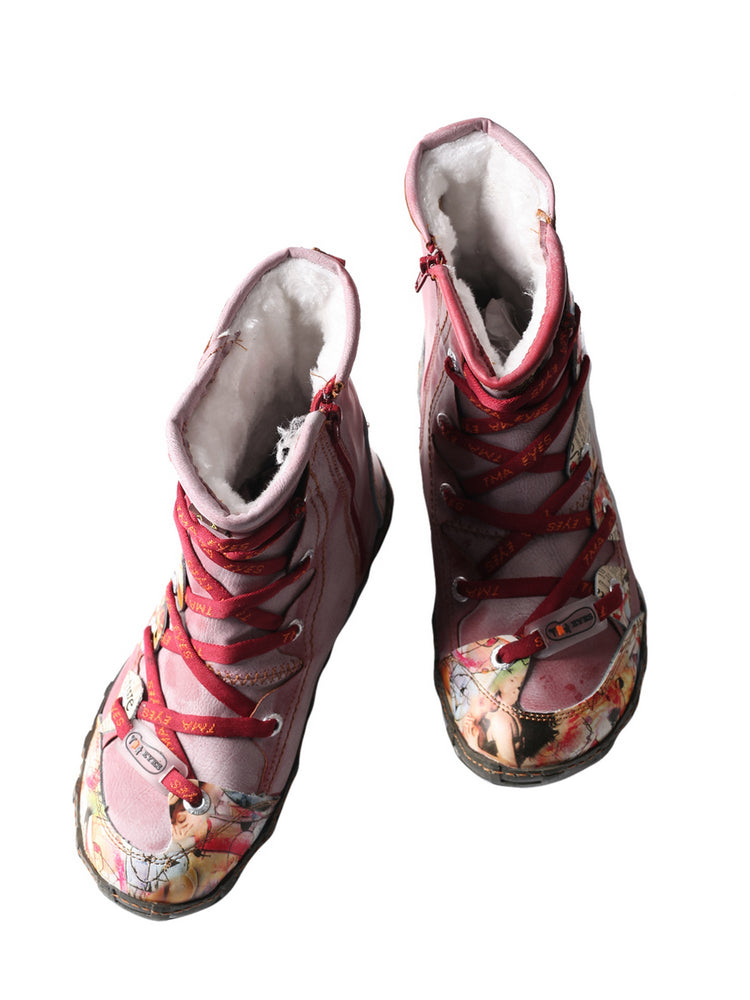 TMA EYES Camo Duck Boots for Women Short Fashion PU Leather Rain Boot