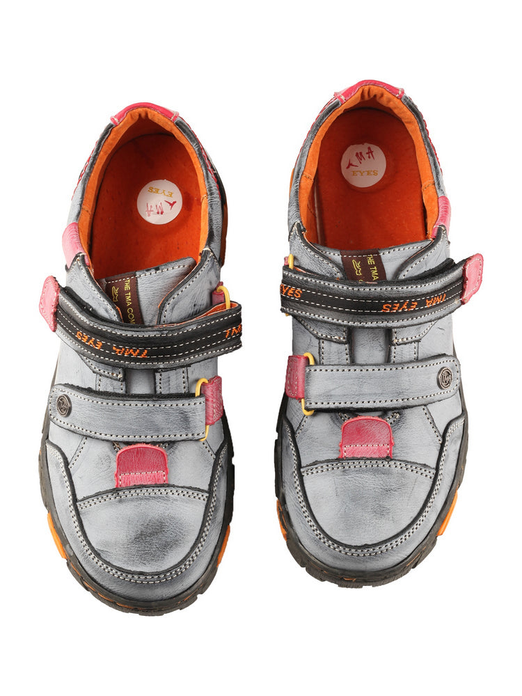 TMA EYES Women's Leather Walking Shoes   Hook & Loop Comfort Casual Flats