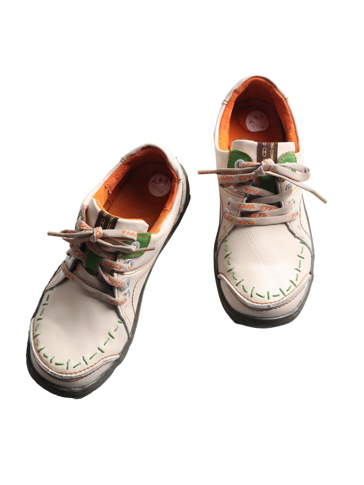 TMA EYES Women's Leather Sneakers Hand Stitched Comfort Casual Footwear