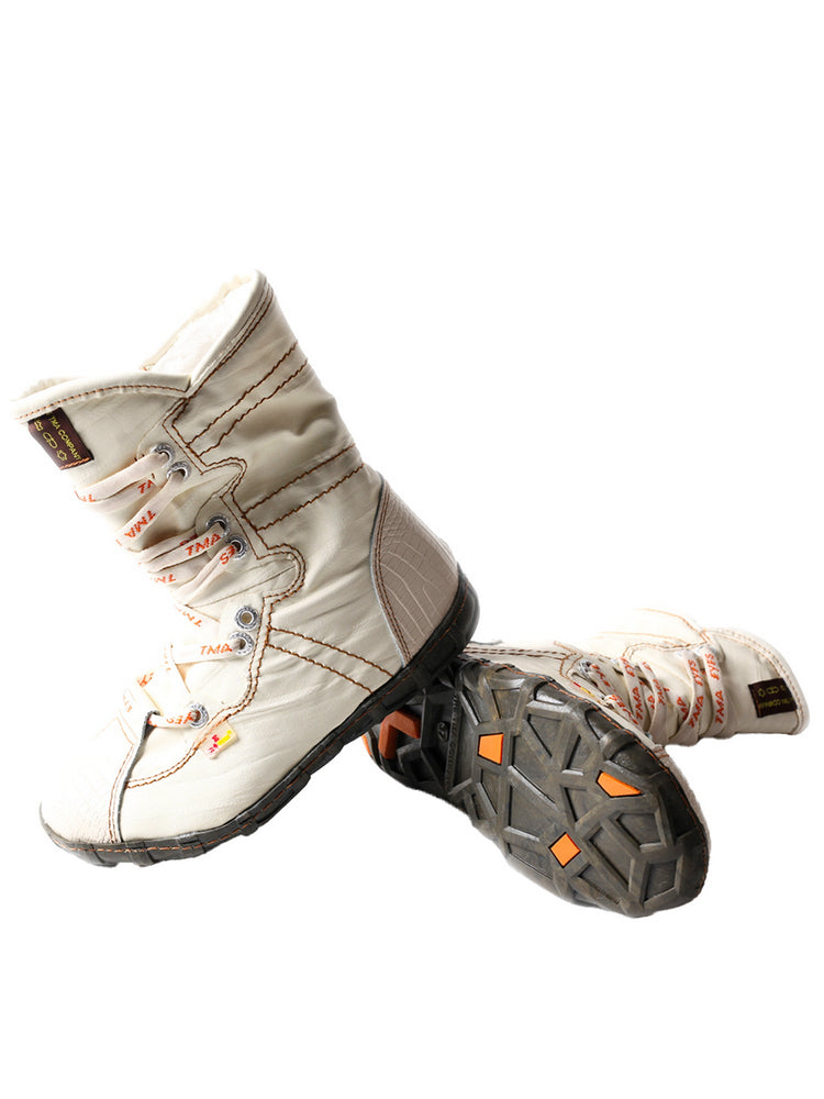 TMA EYES Women's Snake-Embossed Short Boot Faux Fur Lined Leather & PU